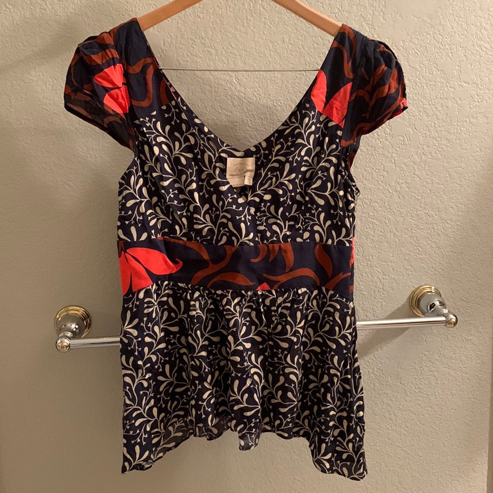 Mixed Pattern Anthropologie Blouse